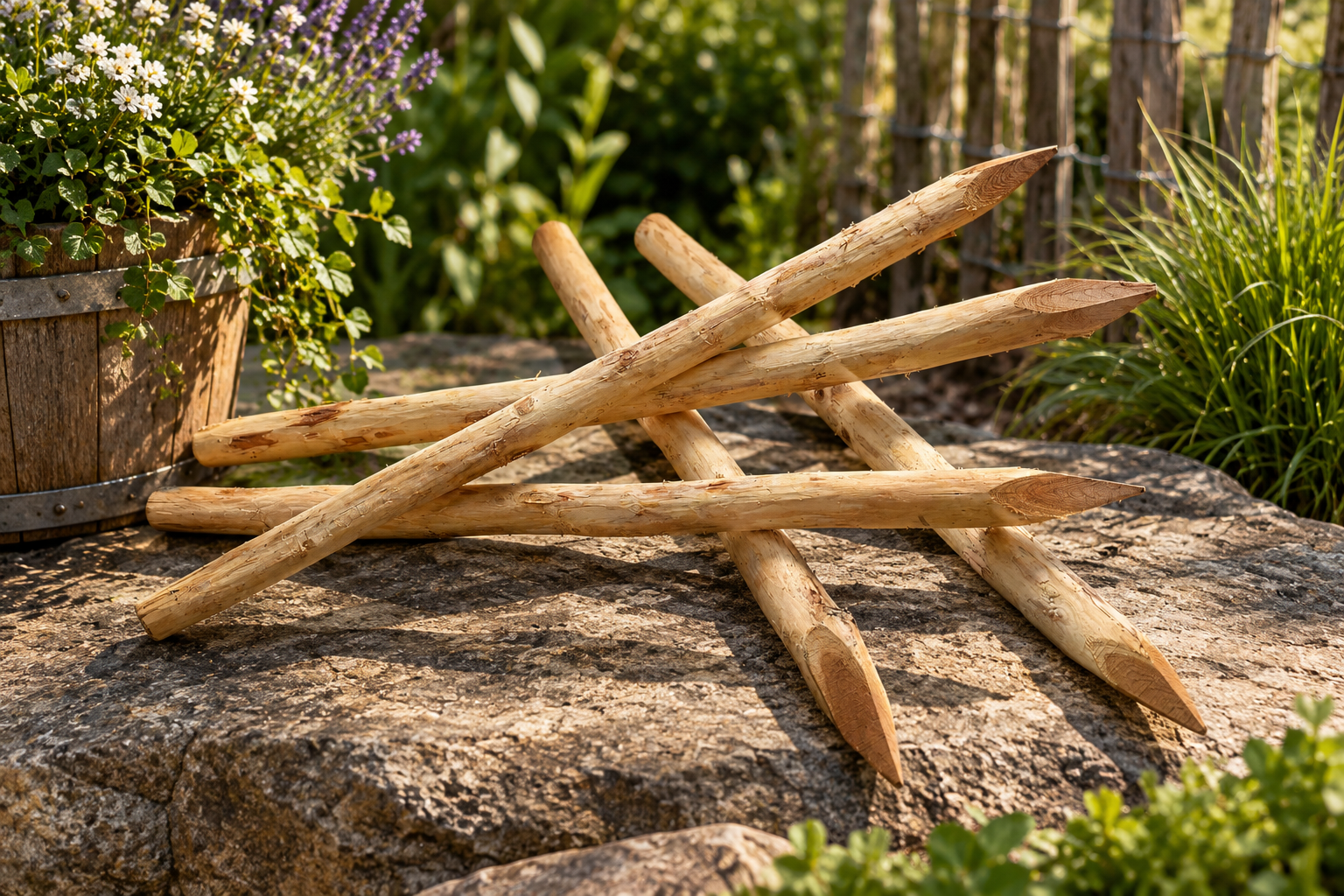 Zaunpfosten Akazie 6–8 cm – Robuster Holzpfosten aus Hartholz