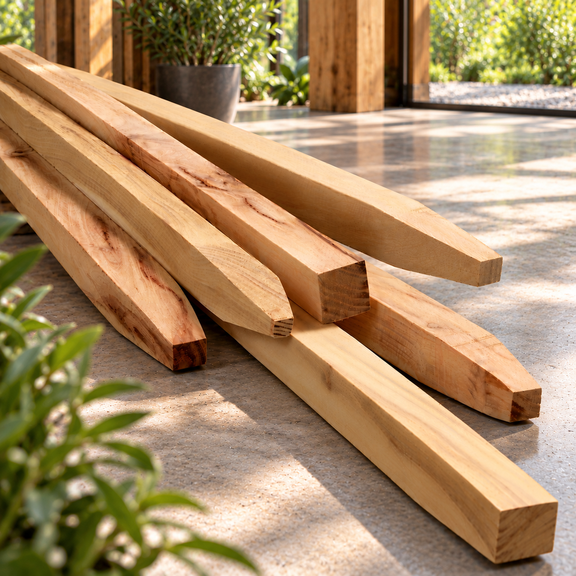 Kantholz aus Akazie 3×3 cm – Holzpfahl für Pflanzen & Garten