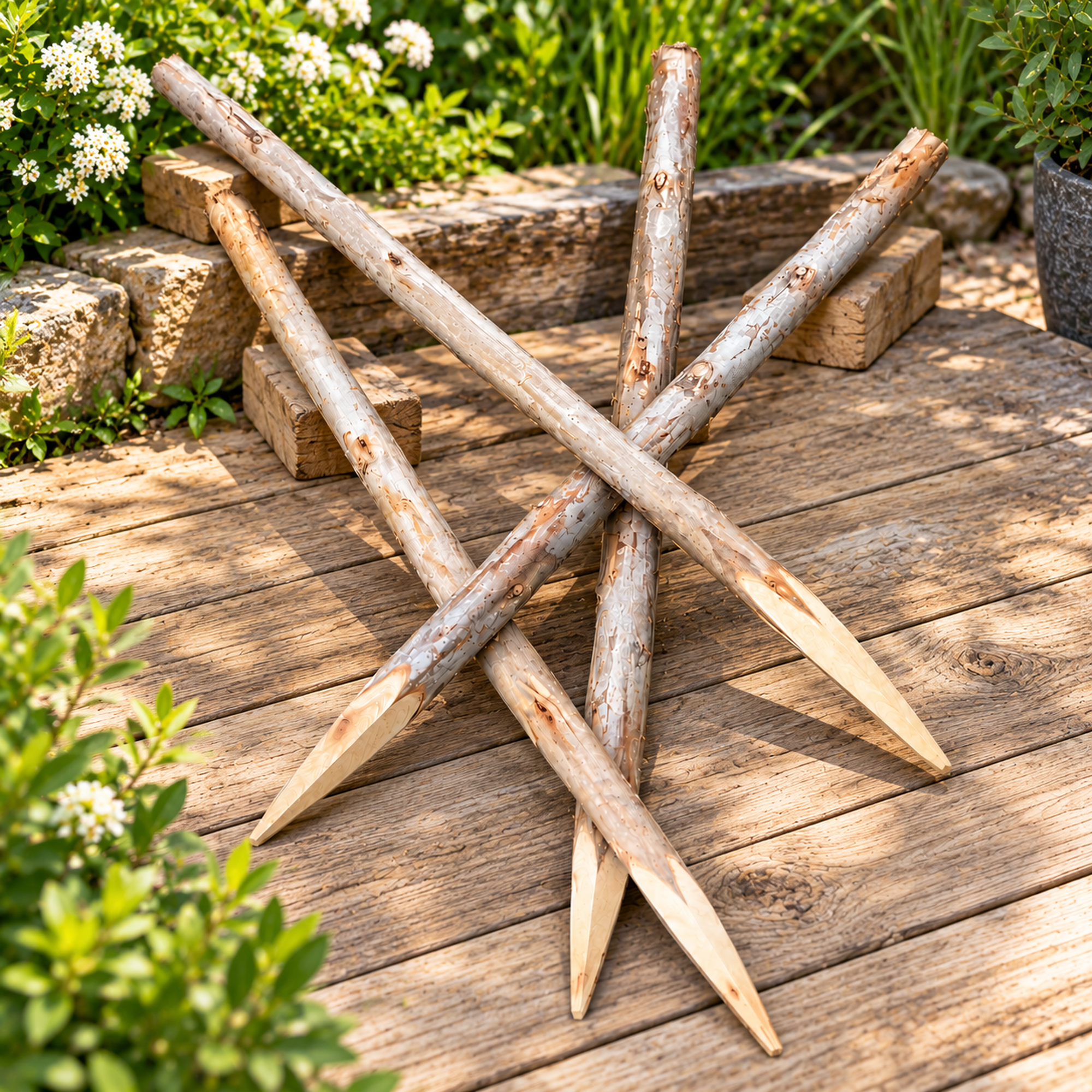 Pfosten aus Eukalyptus 100 cm – robuster Holzpfosten mit Rinde