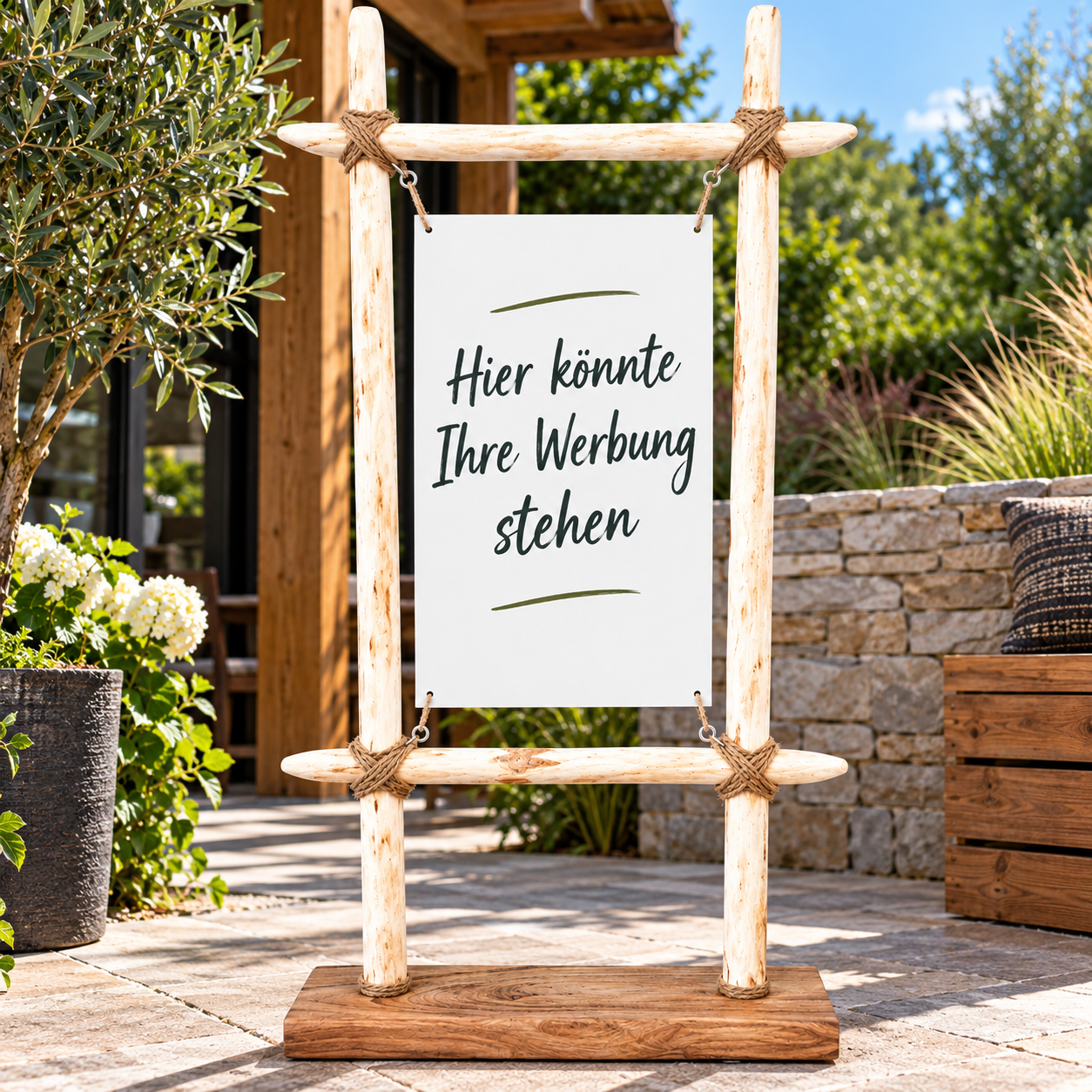 Rustikaler Holzaufsteller 160cm – Willkommensschild & Werbung im Naturstil